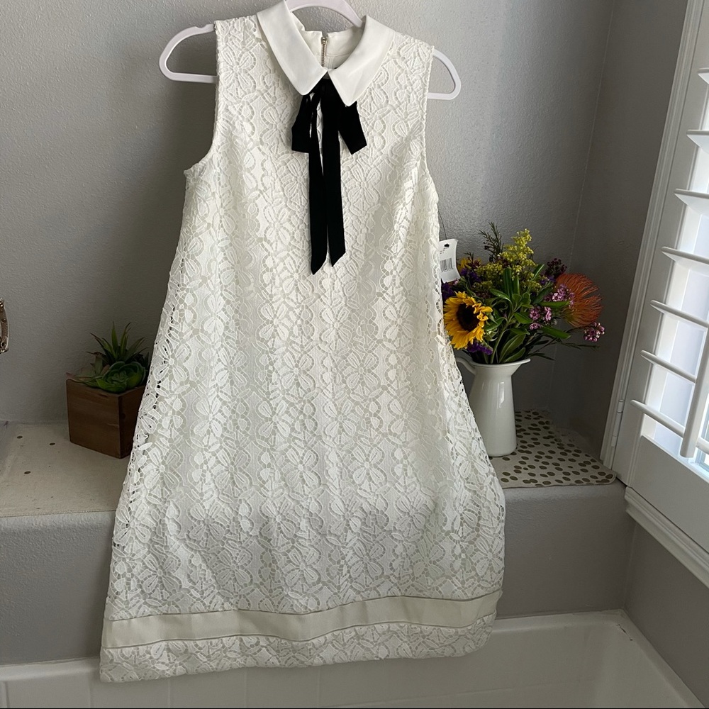 Karl Lagerfeld tie neck lace dress with collar